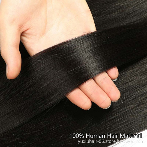 Wholesale Indian Straight Hair Bundles 4*4 Closure 100% Natural Human Hair Bundles Double Wefts Thick Remy Hair Extension